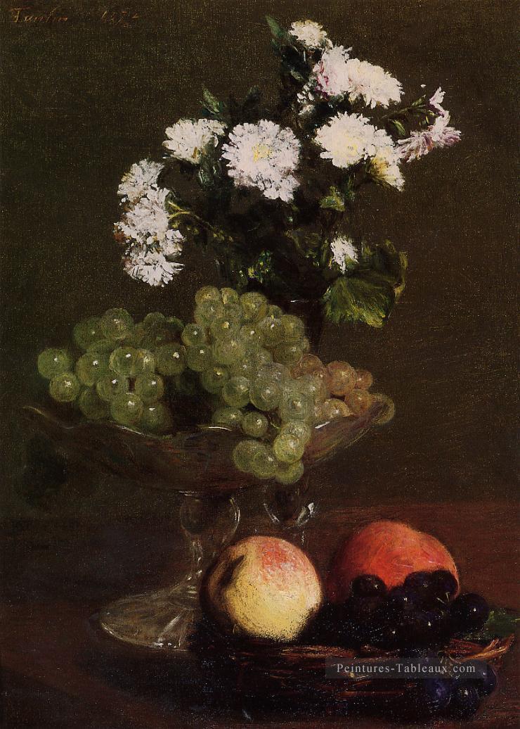 Nature morte Chrysanthèmes et raisins Henri Fantin Latour Peintures à l'huile